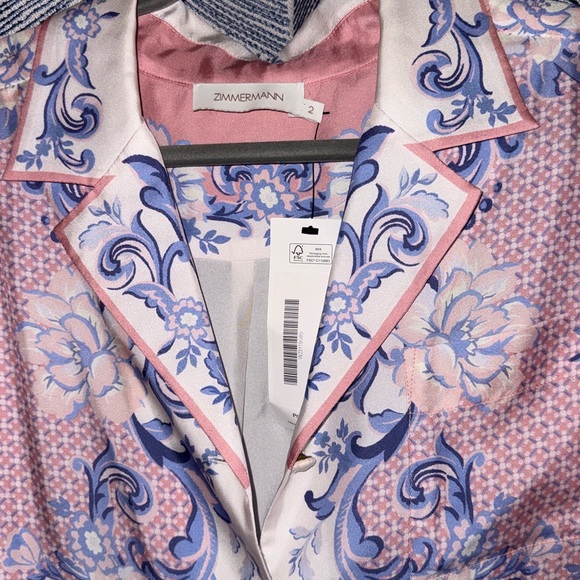 Zimmermann Pink and Blue Floral Button Down Shirt - Picture 3 of 3